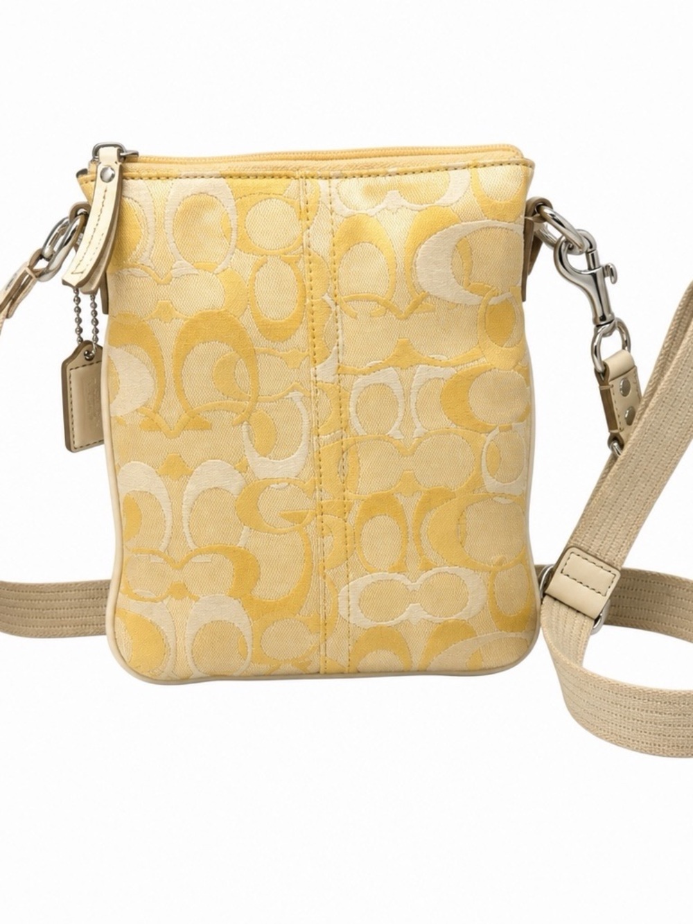Coach Yellow & Cream Signature Stripe Crossbody Bag - Picture 3 of 4